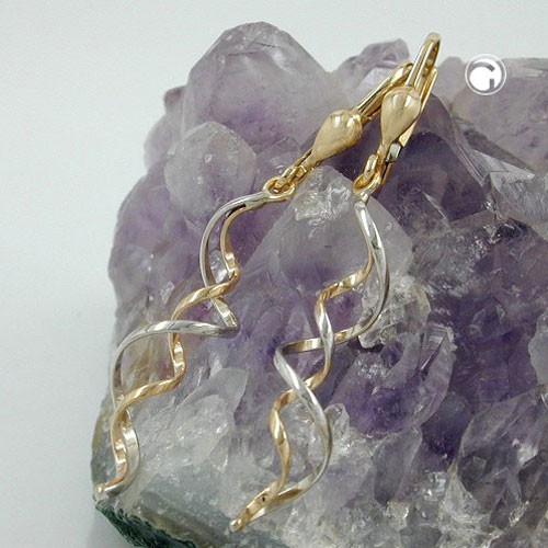 Brisur 2 Spiralen bicolor 9Kt Gold