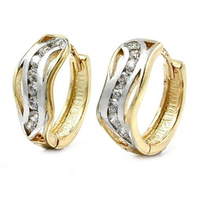 Kreolen mit Zirkonia Ohrschmuck bicolor 375 Gold NEU Damen Goldohrringe