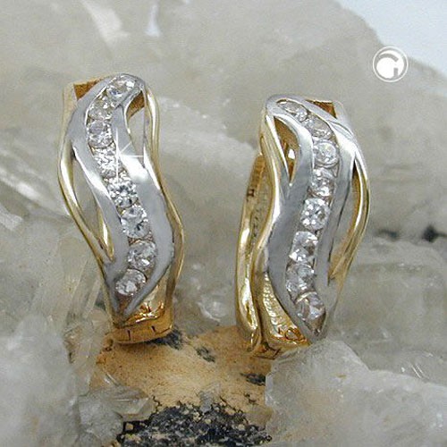 Creole bicolor mit Zirkonia 9Kt GOLD