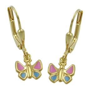 Schmetterling - Ohrringe Ohrhänger Brisur aus 375 Gelbgold Ohrschmuck Kinder Schmetterling - Ohrringe Ohrhänger Brisur aus 375 Gelbgold Ohrschmuck Kinder