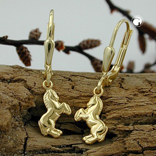 Brisur Ohrring Pferd 9Kt GOLD