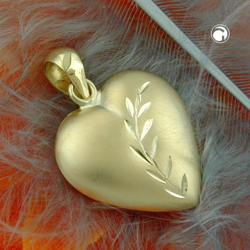 Anhänger Herz 14mm 375 Gelbgold gewölbt
