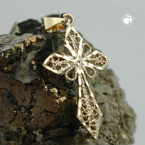 Anhänger filigranes Kreuz 9Kt GOLD