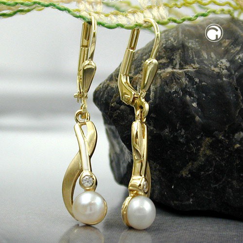 Brisur Süßwasserzuchtperle 9Kt GOLD