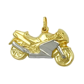 Motorrad Bike - Schmuck Anhänger Kettenanhänger Rennmaschine 375 Gold bicolor Motorrad Bike - Schmuck Anhänger Kettenanhänger Rennmaschine 375 Gold bicolor