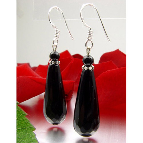 Damenohrringe aus Onyx und 925 Silber