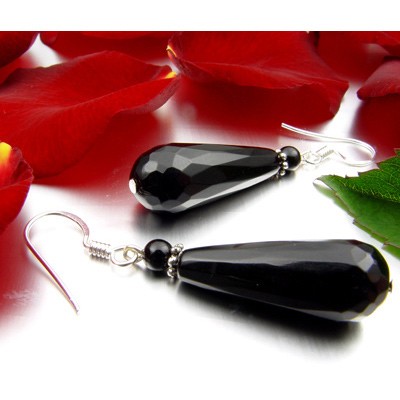 Damenohrringe aus Onyx und 925 Silber