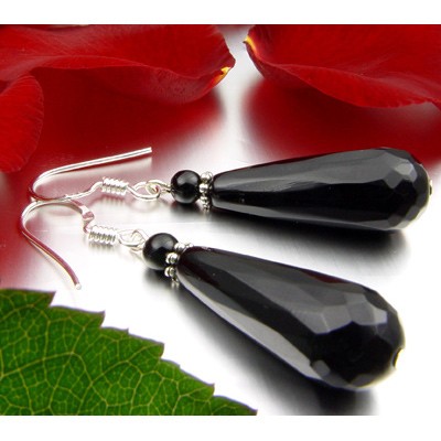 Damenohrringe aus Onyx und 925 Silber