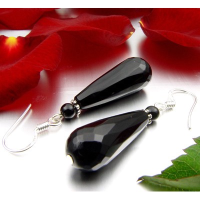 Damenohrringe aus Onyx und 925 Silber