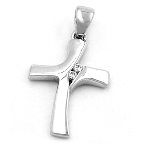 Anhänger Kettenanhänger Kreuz mit Zirkonia 375 Weißgold Halsschmuck Damen
