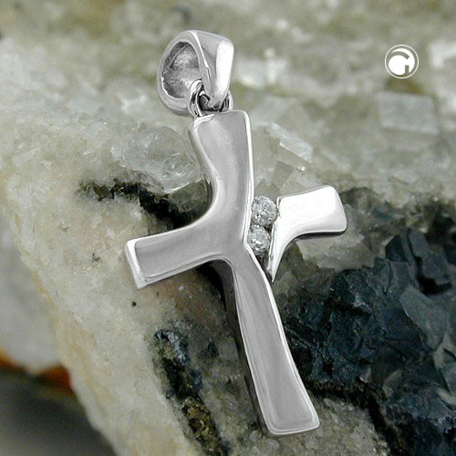Anhänger Kreuz Zirkonias 9Kt Weißgold
