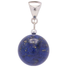 Anhänger aus echtem Lapis-Lazuli & 925 Silber Kugel Edelstein dunkel-blau glatt Damen