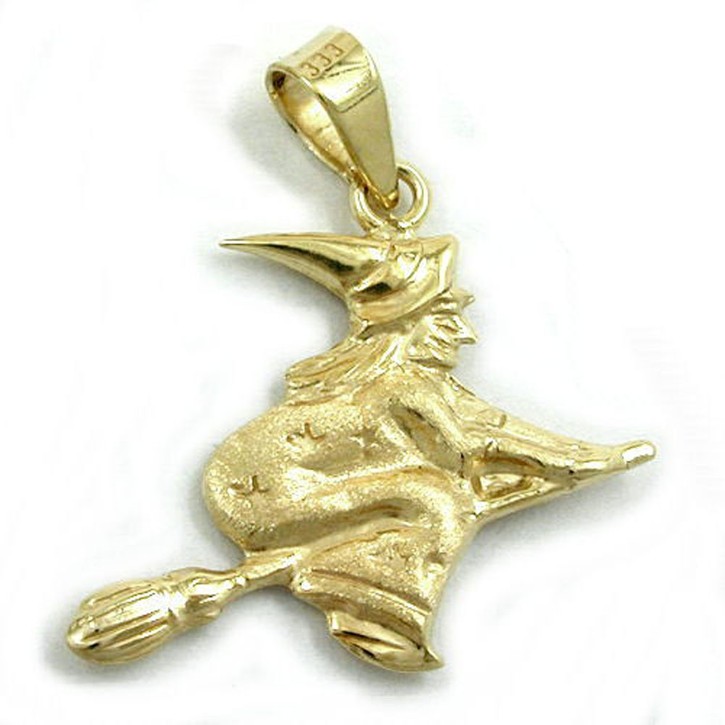 Anhänger Hexe matt-glänzend 9Kt GOLD