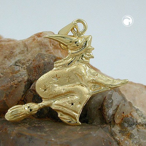 Anhänger Hexe matt-glänzend 9Kt GOLD