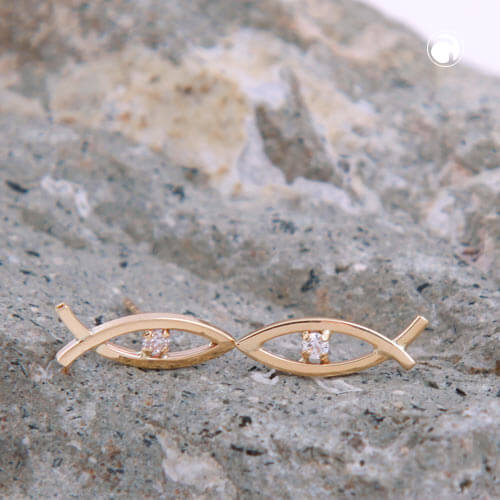 Ohrstecker Zeichen Fisch aus 375 Gelbgold