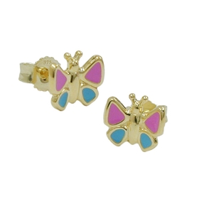 Ohrringe Ohrstecker für Kinder Schmetterling 9Kt 375 Gelbgold Ohrschmuck