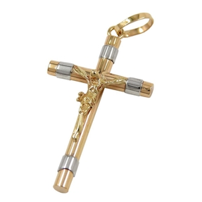 Kreuz mit Jesus Anhänger Goldanhänger Goldkreuz aus 333 Gold gelb weiß bicolor Kreuz mit Jesus Anhänger Goldanhänger Goldkreuz aus 333 Gold gelb weiß bicolor