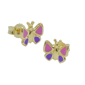 Ohrstecker Stecker Schmetterling 375 Gold Gelbgold pink lila Kinder