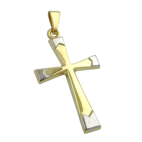 Anhänger Kreuz Kreuzanhänger aus 9Kt. 375 Gold bicolor Halsschmuck Unisex Anhänger Kreuz Kreuzanhänger aus 9Kt. 375 Gold bicolor Halsschmuck Unisex