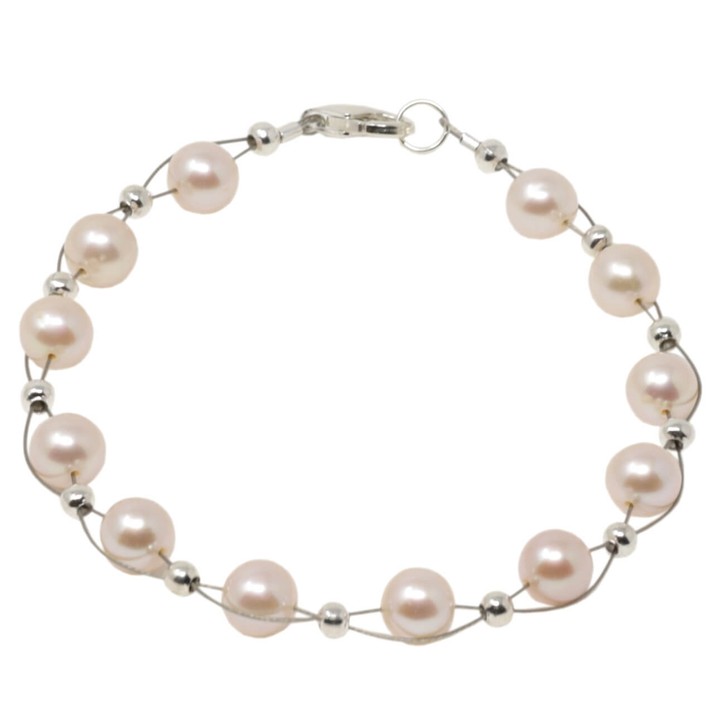 Armband aus Perlen creme-rosa