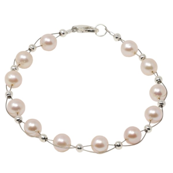 Armband aus Perlen creme-rosa