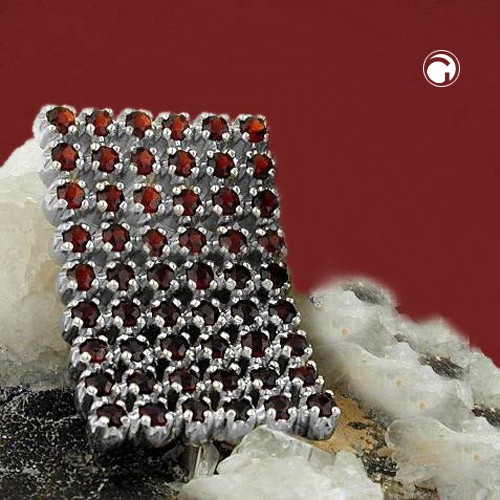 Anhänger Rechteck 925 Silber dunkelrote Steine