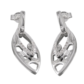 Paar Ohrringe Ohrhänger 30x12mm mit Zirkonia 925 Silber spitzoval Ohrschmuck Paar Ohrringe Ohrhänger 30x12mm mit Zirkonia 925 Silber spitzoval Ohrschmuck