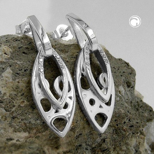 Stecker Behang mit Zirkonia Silber 925