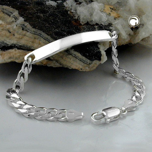 Schildband Armband Panzer 925 Silber 21cm