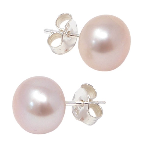 Ohrstecker aus Perlen und 925 Silber creme-lila