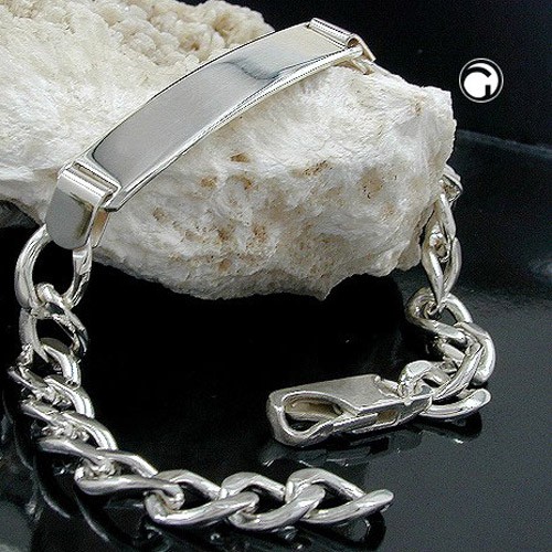Schildband Armband Weitpanzer Silber 925 20cm