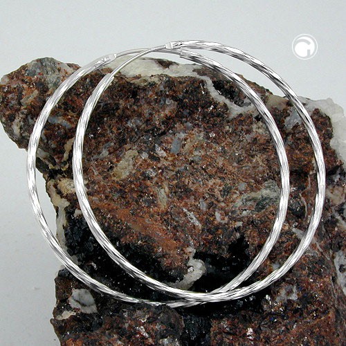 Creole 50mm diamantiert Silber 925
