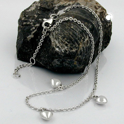 Fußkette mit Herzen aus echtem 925 Silber 27cm