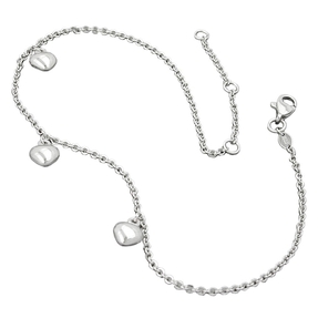 Fußkette mit Herzen Ankerkette aus echtem 925 Silber Echtsilber 27cm Damen Fußkette mit Herzen Ankerkette aus echtem 925 Silber Echtsilber 27cm Damen