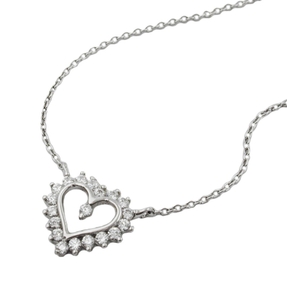 Collier Kette Halskette mit Herz rhodiniert glänzend Silber 925 43cm Damen Collier Kette Halskette mit Herz rhodiniert glänzend Silber 925 43cm Damen