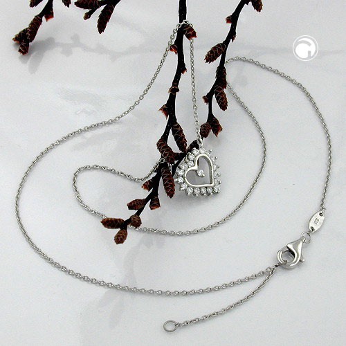 Collier Halskette mit Herz Silber 925 43cm