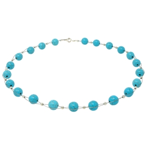 Kette Collier aus Türkis-Howlith Ø10mm 48cm Türkiskette Türkis Halskette Damen