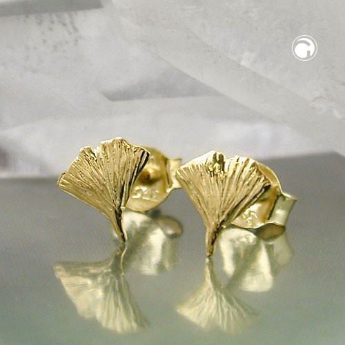 Ginkgoblatt Ohrstecker aus 375 Gelbgold Damen