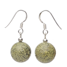 Ohrringe Ohrhänger aus Serpentin & 925 Silber Schlangenjaspis grün Damen