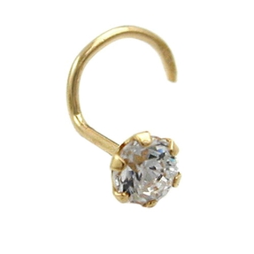 Nasenstecker mit Zirkonia aus echtem 750 Gold Gelbgold 3mm Damen Goldpiercing