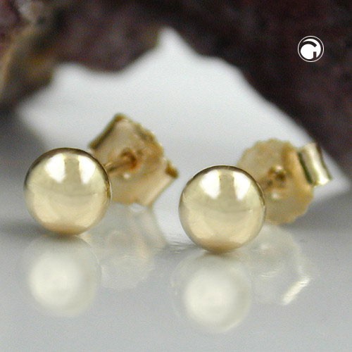 4mm Kugel Ohrstecker hohl 375 Gelbgold