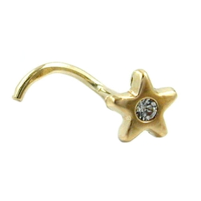 Nasenstecker Nasenpiercing Stern mit Zirkonia 585 Gold Gelbgold Goldpiercing Nasenstecker Nasenpiercing Stern mit Zirkonia 585 Gold Gelbgold Goldpiercing