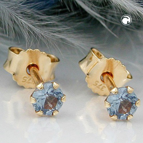 Ohrstecker mit Aquamarin hellblau 375 Gelbgold