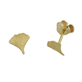 Ginkgoblatt Stecker Ohrstecker Ohrschmuck 375 Gold Gelbgold mattiert Damen