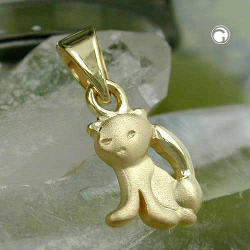 Katze Anhänger glänzend und matt 333 Gelbgold
