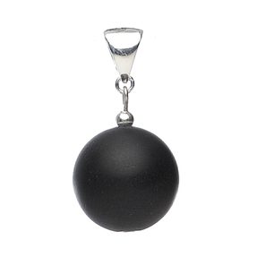 Anhänger aus Onyx matt & 925er Silber Kugel schwarz glatt Kettenanhänger für Damen Anhänger aus Onyx matt & 925er Silber Kugel schwarz glatt Kettenanhänger für Damen