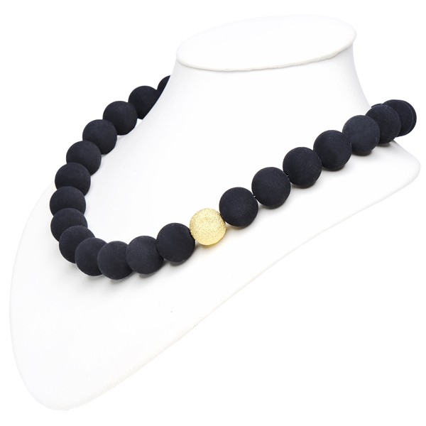 Kette aus italienischer Lava und 925 Silber vergoldet