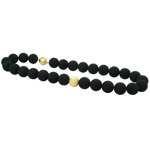 Italienischer Lava Collier schwarz-gold Kugelkette