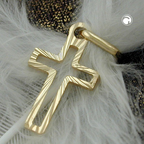 Kreuz Anhänger diamantiert 585 Gelbgold