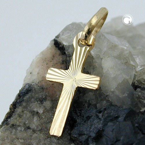 Kettenanhänger Kreuz diamantiert Strahlen 585 Gold